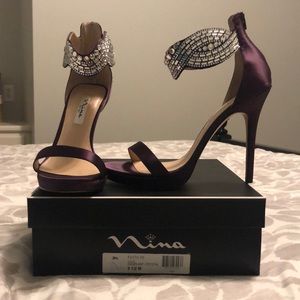 Nina New York Eggplant Crystal Platforms